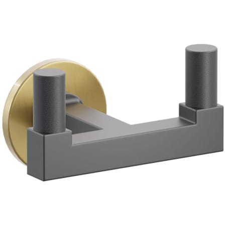 Emtek SELECT Double Robe Hook with French Antique Small Disc Rose and Choice of Square Stem/Knurled Tips Finish French Antique Rosette / Flat Black Stem / Flat Black Tip