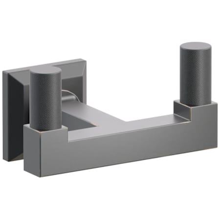 Emtek SELECT Double Robe Hook with Oil Rubbed Bronze Square Stem and Choice of Chamfered Square Rose/Knurled Tips Finish Flat Black Rosette / Oil Rubbed Bronze Stem / Flat Black Tip