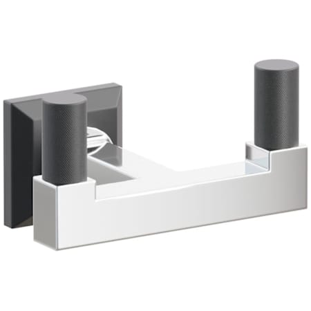 Emtek SELECT Double Robe Hook with Polished Chrome Square Stem and Choice of Chamfered Square Rose/Knurled Tips Finish Flat Black Rosette / Polished Chrome Stem / Flat Black Tip