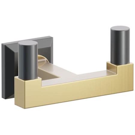 Emtek SELECT Double Robe Hook with Flat Black Chamfered Square Rose, Oil Rubbed Bronze Smooth Tips, and Choice of Square Stem Finish Flat Black Rosette / French Antique Stem / Oil Rubbed Bronze Tip