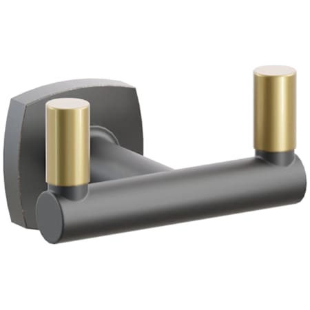 Emtek SELECT Double Robe Hook with Oil Rubbed Bronze Soft Square Rose, French Antique Smooth Tips, and Choice of Round Stem Finish Oil Rubbed Bronze Rosette / Flat Black Stem / French Antique Tip