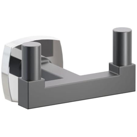 Emtek SELECT Double Robe Hook with Polished Chrome Soft Square Rose, Oil Rubbed Bronze Smooth Tips, and Choice of Square Stem Finish Polished Chrome Rosette / Flat Black Stem / Oil Rubbed Bronze Tip