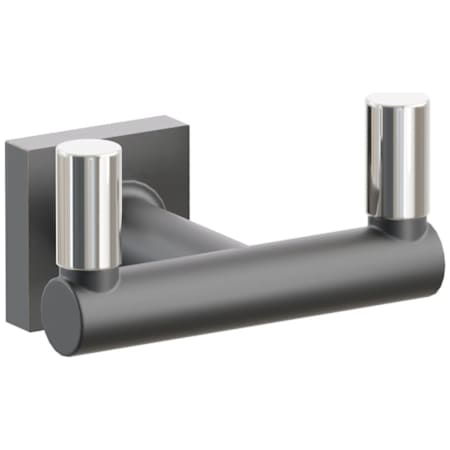 Emtek SELECT Double Robe Hook with Oil Rubbed Bronze Small Square Rose, Polished Nickel Smooth Tips, and Choice of Round Stem Finish Oil Rubbed Bronze Rosette / Flat Black Stem / Polished Nickel Tip
