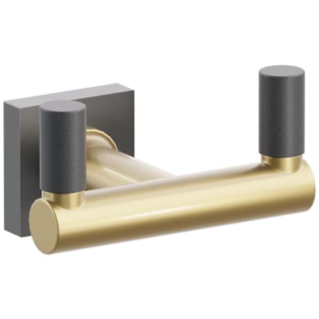 Emtek SELECT Double Robe Hook with Oil Rubbed Bronze Small Square Rose, Flat Black Knurled Tips, and Choice of Round Stem Finish Oil Rubbed Bronze Rosette / French Antique Stem / Flat Black Tip