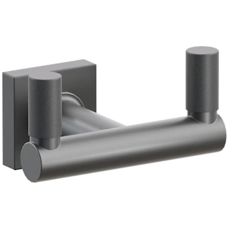 Emtek SELECT Double Robe Hook with Oil Rubbed Bronze Round Stem and Choice of Small Square Rose/Knurled Tips Finish Flat Black Rosette / Oil Rubbed Bronze Stem / Flat Black Tip