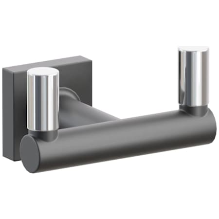 Emtek SELECT Double Robe Hook with Polished Chrome Smooth Tips and Choice of Small Square Rose/Round Stem Finish Flat Black Rosette / Flat Black Stem / Polished Chrome Tip