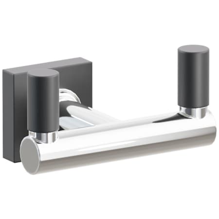 Emtek SELECT Double Robe Hook with Polished Chrome Round Stem and Choice of Small Square Rose/Smooth Tips Finish Flat Black Rosette / Polished Chrome Stem / Flat Black Tip