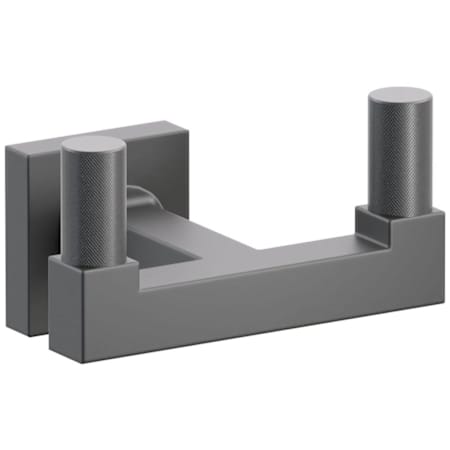 Emtek SELECT Double Robe Hook with Oil Rubbed Bronze Knurled Tips and Choice of Small Square Rose/Square Stem Finish Flat Black Rosette / Flat Black Stem / Oil Rubbed Bronze Tip