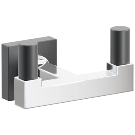 Emtek SELECT Double Robe Hook with Polished Chrome Square Stem and Choice of Small Square Rose/Smooth Tips Finish Flat Black Rosette / Polished Chrome Stem / Flat Black Tip