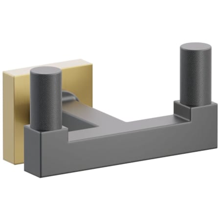 Emtek SELECT Double Robe Hook with French Antique Small Square Rose and Choice of Square Stem/Knurled Tips Finish French Antique Rosette / Flat Black Stem / Flat Black Tip