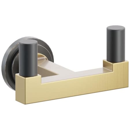 Emtek SELECT Double Robe Hook with Oil Rubbed Bronze Step Disc Rose, Flat Black Smooth Tips, and Choice of Square Stem Finish Oil Rubbed Bronze Rosette / French Antique Stem / Flat Black Tip