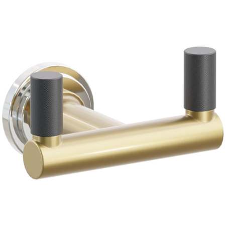 Emtek SELECT Double Robe Hook with Polished Nickel Step Disc Rose, Flat Black Knurled Tips, and Choice of Round Stem Finish Polished Nickel Rosette / French Antique Stem / Flat Black Tip
