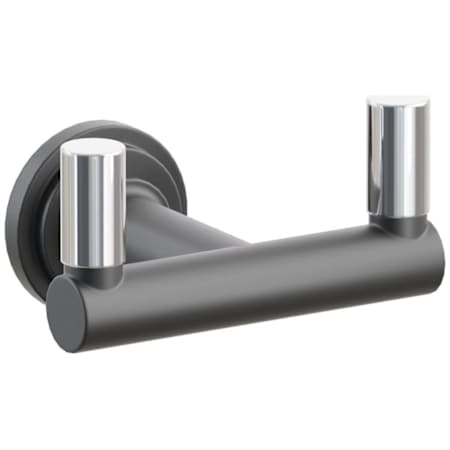 Emtek SELECT Double Robe Hook with Polished Chrome Smooth Tips and Choice of Step Disc Rose/Round Stem Finish Flat Black Rosette / Flat Black Stem / Polished Chrome Tip