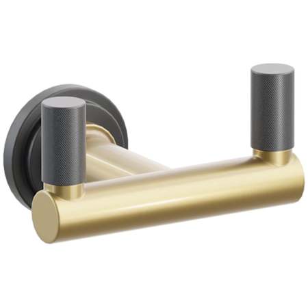 Emtek SELECT Double Robe Hook with Flat Black Step Disc Rose, Oil Rubbed Bronze Knurled Tips, and Choice of Round Stem Finish Flat Black Rosette / French Antique Stem / Oil Rubbed Bronze Tip