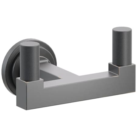 Emtek SELECT Double Robe Hook with Oil Rubbed Bronze Square Stem and Choice of Step Disc Rose/Knurled Tips Finish Flat Black Rosette / Oil Rubbed Bronze Stem / Flat Black Tip
