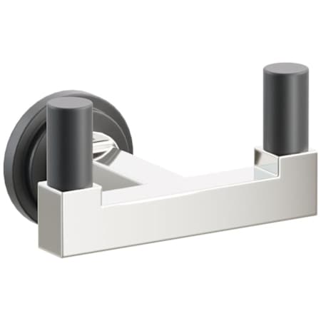 Emtek SELECT Double Robe Hook with Polished Nickel Square Stem and Choice of Step Disc Rose/Smooth Tips Finish Flat Black Rosette / Polished Nickel Stem / Flat Black Tip