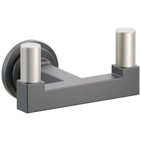 Emtek SELECT Double Robe Hook with Satin Nickel Smooth Tips and Choice of Step Disc Rose/Square Stem Finish Flat Black Rosette / Flat Black Stem / Satin Nickel Tip