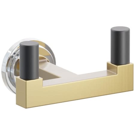 Emtek SELECT Double Robe Hook with Polished Chrome Step Disc Rose, Flat Black Smooth Tips, and Choice of Square Stem Finish Polished Chrome Rosette / French Antique Stem / Flat Black Tip