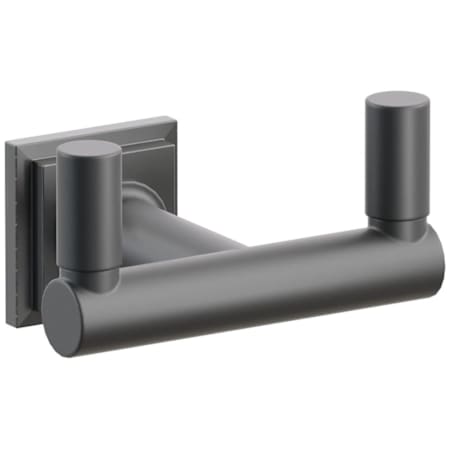 Emtek SELECT Double Robe Hook with Oil Rubbed Bronze Step Square Rose and Choice of Round Stem/Smooth Tips Finish Oil Rubbed Bronze Rosette / Flat Black Stem / Flat Black Tip