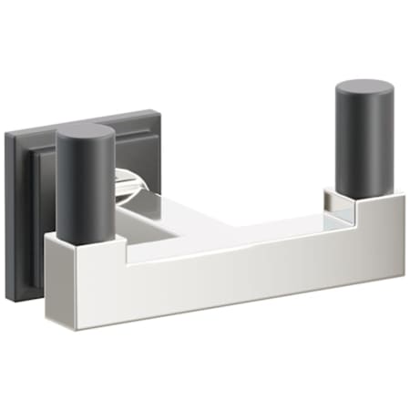 Emtek SELECT Double Robe Hook with Polished Nickel Square Stem and Choice of Step Square Rose/Smooth Tips Finish Flat Black Rosette / Polished Nickel Stem / Flat Black Tip