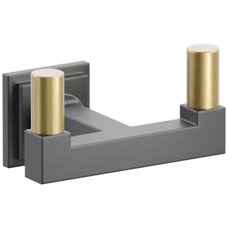 Emtek SELECT Double Robe Hook with French Antique Smooth Tips and Choice of Step Square Rose/Square Stem Finish Flat Black Rosette / Flat Black Stem / French Antique Tip