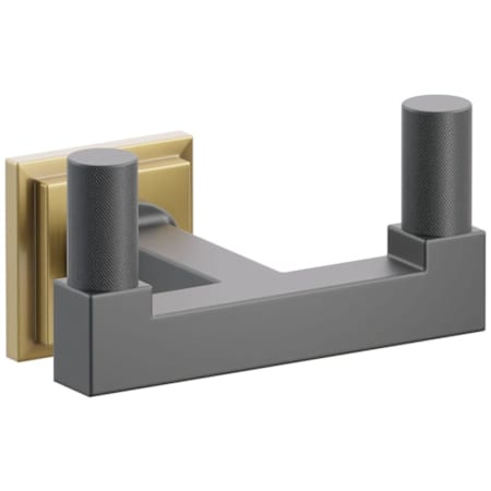 Emtek SELECT Double Robe Hook with French Antique Step Square Rose and Choice of Square Stem/Knurled Tips Finish French Antique Rosette / Flat Black Stem / Flat Black Tip