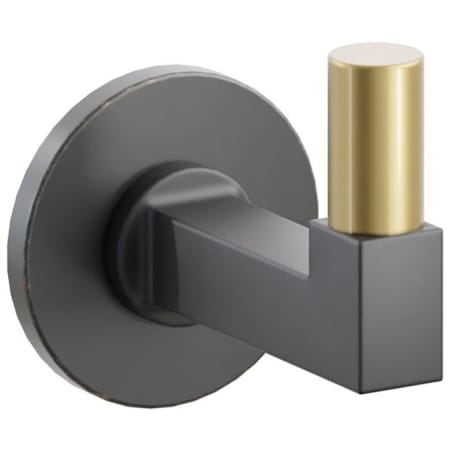 Emtek SELECT Single Robe Hook with Oil Rubbed Bronze Small Disc Rose, French Antique Smooth Tip, and Choice of Square Stem Finish Oil Rubbed Bronze Rosette / Flat Black Stem / French Antique Tip