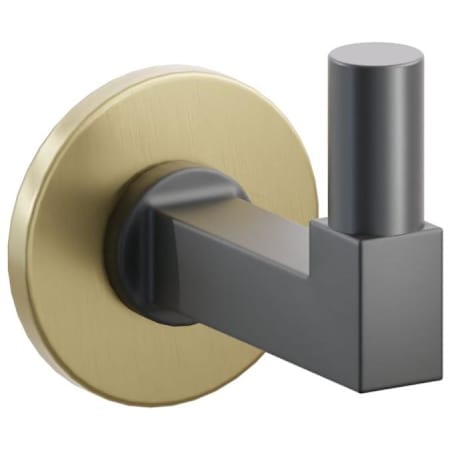 Emtek SELECT Single Robe Hook with Satin Brass Small Disc Rose, Oil Rubbed Bronze Smooth Tip, and Choice of Square Stem Finish Satin Brass Rosette / Flat Black Stem / Oil Rubbed Bronze Tip