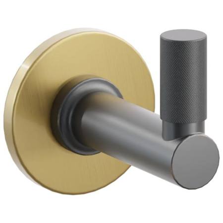 Emtek SELECT Single Robe Hook with French Antique Small Disc Rose, Flat Black Knurled Tip, and Choice of Round Stem Finish French Antique Rosette / Oil Rubbed Bronze Stem / Flat Black Tip