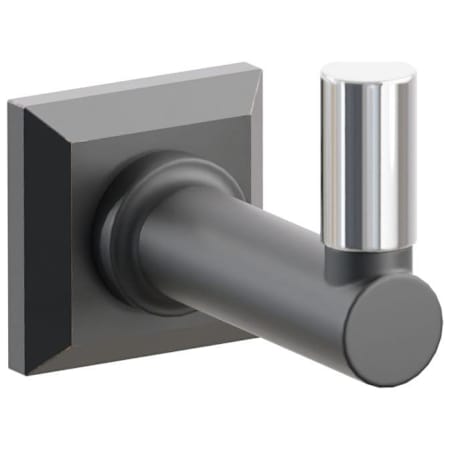 Emtek SELECT Single Robe Hook with Oil Rubbed Bronze Chamfered Square Rose, Polished Chrome Smooth Tip, and Choice of Round Stem Finish Oil Rubbed Bronze Rosette / Flat Black Stem / Polished Chrome Tip