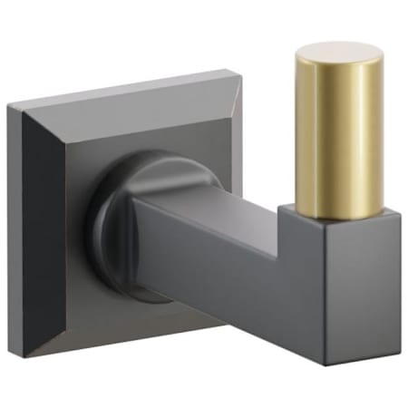 Emtek SELECT Single Robe Hook with Oil Rubbed Bronze Chamfered Square Rose, French Antique Smooth Tip, and Choice of Square Stem Finish Oil Rubbed Bronze Rosette / Flat Black Stem / French Antique Tip