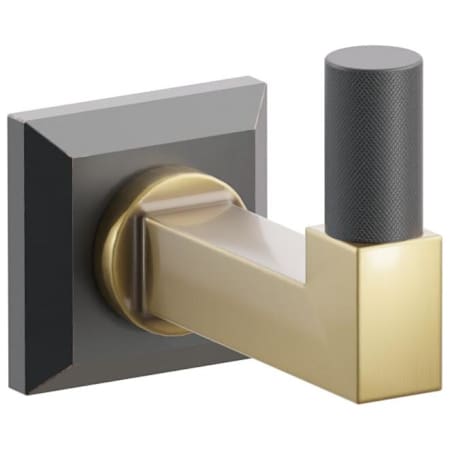 Emtek SELECT Single Robe Hook with Oil Rubbed Bronze Chamfered Square Rose, Flat Black Knurled Tip, and Choice of Square Stem Finish Oil Rubbed Bronze Rosette / French Antique Stem / Flat Black Tip