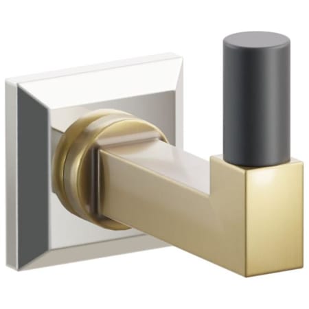 Emtek SELECT Single Robe Hook with Polished Nickel Chamfered Square Rose, Flat Black Smooth Tip, and Choice of Square Stem Finish Polished Nickel Rosette / French Antique Stem / Flat Black Tip