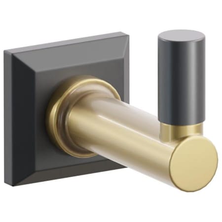 Emtek SELECT Single Robe Hook with Flat Black Chamfered Square Rose, Oil Rubbed Bronze Smooth Tip, and Choice of Round Stem Finish Flat Black Rosette / French Antique Stem / Oil Rubbed Bronze Tip