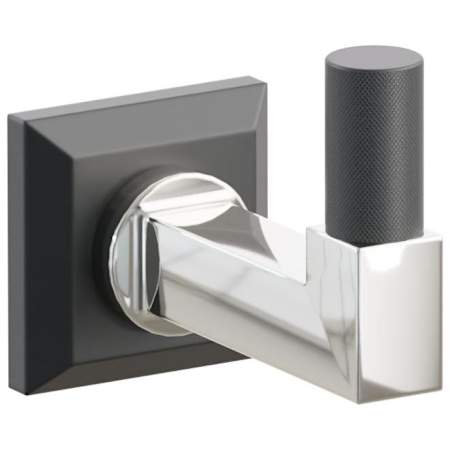 Emtek SELECT Single Robe Hook with Polished Nickel Square Stem and Choice of Chamfered Square Rose/Knurled Tip Finish Flat Black Rosette / Polished Nickel Stem / Flat Black Tip