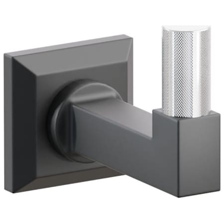 Emtek SELECT Single Robe Hook with Polished Chrome Knurled Tip and Choice of Chamfered Square Rose/Square Stem Finish Flat Black Rosette / Flat Black Stem / Polished Chrome Tip