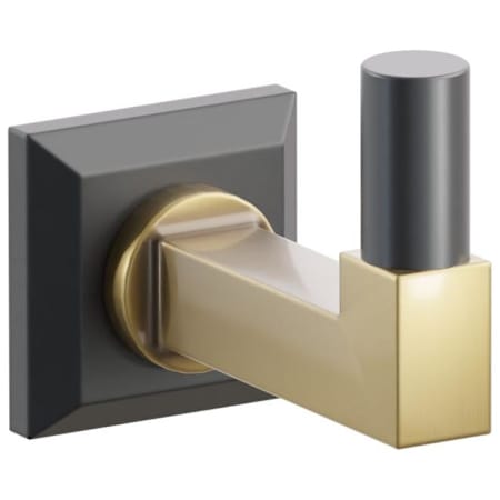 Emtek SELECT Single Robe Hook with Flat Black Chamfered Square Rose, Oil Rubbed Bronze Smooth Tip, and Choice of Square Stem Finish Flat Black Rosette / French Antique Stem / Oil Rubbed Bronze Tip