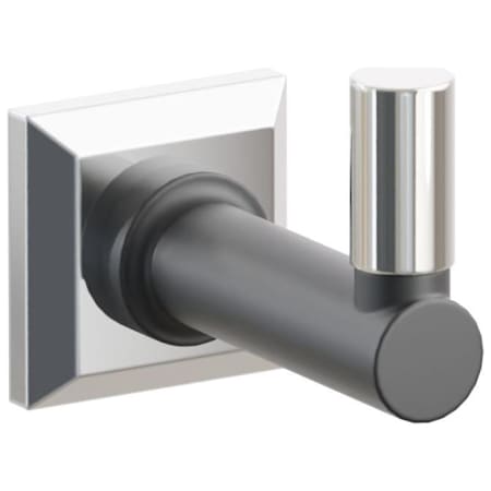 Emtek SELECT Single Robe Hook with Polished Chrome Chamfered Square Rose, Polished Nickel Smooth Tip, and Choice of Round Stem Finish Polished Chrome Rosette / Flat Black Stem / Polished Nickel Tip