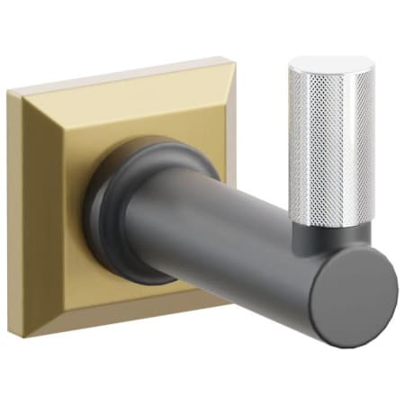 Emtek SELECT Single Robe Hook with French Antique Chamfered Square Rose, Polished Chrome Knurled Tip, and Choice of Round Stem Finish French Antique Rosette / Flat Black Stem / Polished Chrome Tip