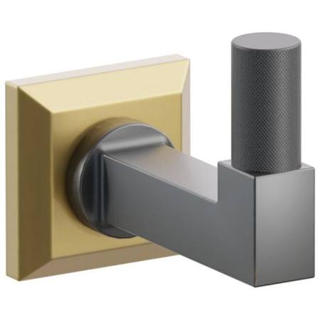 Emtek SELECT Single Robe Hook with French Antique Chamfered Square Rose, Flat Black Knurled Tip, and Choice of Square Stem Finish French Antique Rosette / Oil Rubbed Bronze Stem / Flat Black Tip