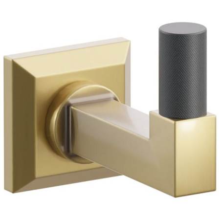 Emtek SELECT Single Robe Hook with Flat Black Knurled Tip and Choice of Chamfered Square Rose/Square Stem Finish French Antique Rosette / French Antique Stem / Flat Black Tip