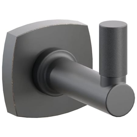 Emtek SELECT Single Robe Hook with Oil Rubbed Bronze Soft Square Rose and Choice of Round Stem/Knurled Tip Finish Oil Rubbed Bronze Rosette / Flat Black Stem / Flat Black Tip