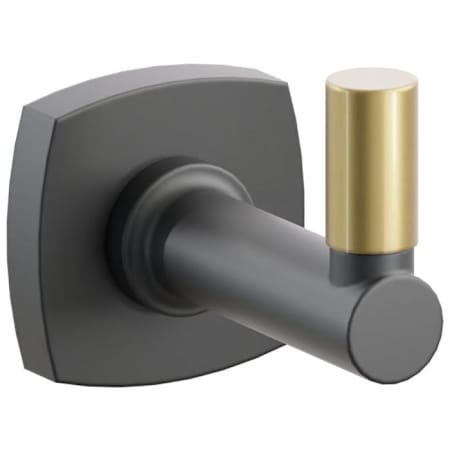 Emtek SELECT Single Robe Hook with French Antique Smooth Tip and Choice of Soft Square Rose/Round Stem Finish Flat Black Rosette / Flat Black Stem / French Antique Tip