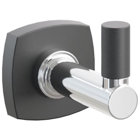 Emtek SELECT Single Robe Hook with Polished Chrome Round Stem and Choice of Soft Square Rose/Knurled Tip Finish Flat Black Rosette / Polished Chrome Stem / Flat Black Tip
