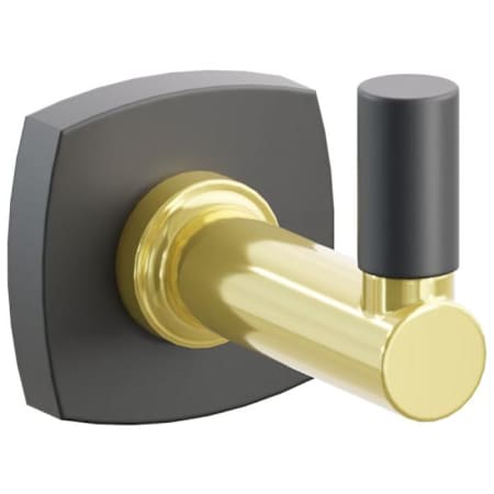 Emtek SELECT Single Robe Hook with Unlacquered Brass Round Stem and Choice of Soft Square Rose/Smooth Tip Finish Flat Black Rosette / Unlacquered Brass Stem / Flat Black Tip