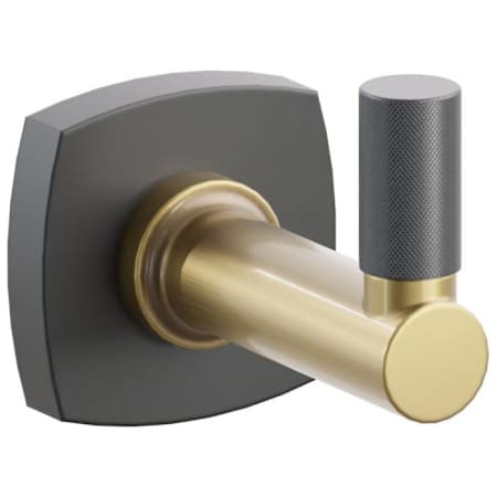 Emtek SELECT Single Robe Hook with Flat Black Soft Square Rose, Oil Rubbed Bronze Knurled Tip, and Choice of Round Stem Finish Flat Black Rosette / French Antique Stem / Oil Rubbed Bronze Tip