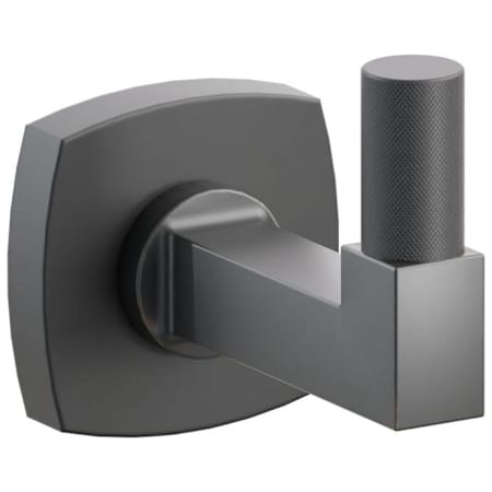 Emtek SELECT Single Robe Hook with Oil Rubbed Bronze Square Stem and Choice of Soft Square Rose/Knurled Tip Finish Flat Black Rosette / Oil Rubbed Bronze Stem / Flat Black Tip