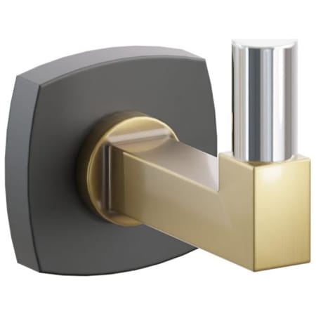 Emtek SELECT Single Robe Hook with Flat Black Soft Square Rose, Polished Chrome Smooth Tip, and Choice of Square Stem Finish Flat Black Rosette / French Antique Stem / Polished Chrome Tip