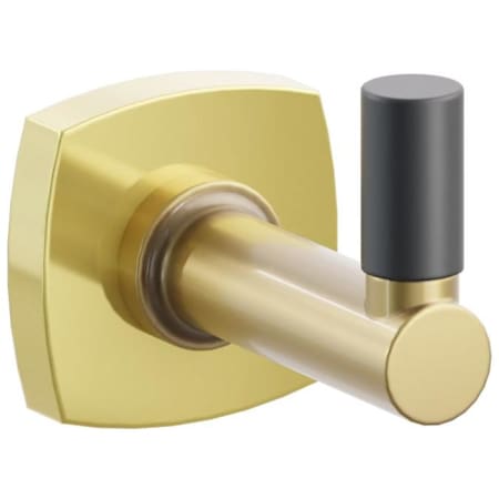 Emtek SELECT Single Robe Hook with Unlacquered Brass Soft Square Rose, Flat Black Smooth Tip, and Choice of Round Stem Finish Unlacquered Brass Rosette / French Antique Stem / Flat Black Tip