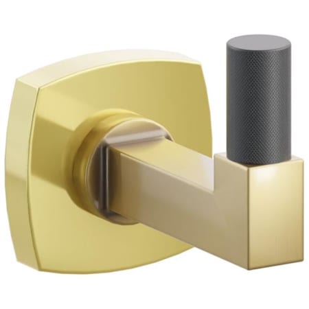Emtek SELECT Single Robe Hook with Unlacquered Brass Soft Square Rose, Flat Black Knurled Tip, and Choice of Square Stem Finish Unlacquered Brass Rosette / French Antique Stem / Flat Black Tip